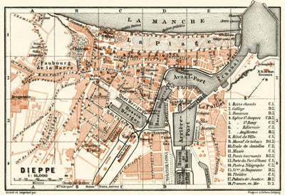 Dieppe city map, 1913