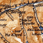 Lourdes-Bagneres map, 1885