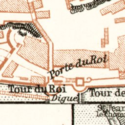Mount Saint Michael (Mont Saint Michel) and environs map, 1909