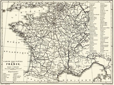 Road map of France, 1885