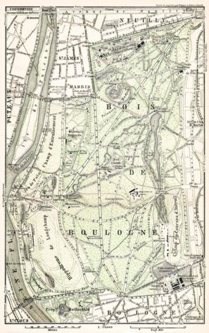 Forest of Boulogne (Bois de Boulogne) map, 1931