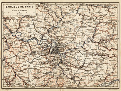 Paris and environs map, 1903