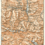 Mont Maudit and town of Bagnères-de-Luchon environs map, 1902
