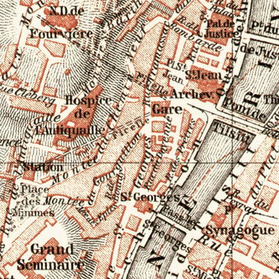 Lyon city map, 1902