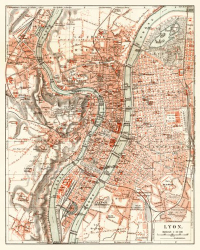 Lyon city map, 1913 (1:22,500 scale)