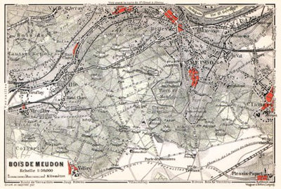 Forest of Meudon (Bois de Meudon) map, 1910