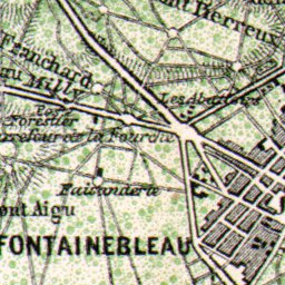 Forest of Fontainebleau (Forêt de Fontainebleau) and Town of Fontainebleau map, 1910