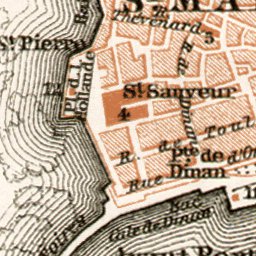Saint-Malo and Saint-Servan city map, 1909