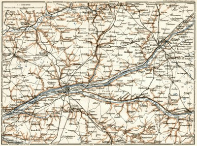 Tours and Blois environs map, 1909