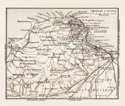 Algiers (al-Jazā’er). Map of the farther environs of Algiers, 1913