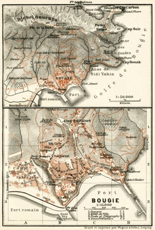 Bougie (Béjaïa) town plan, 1909