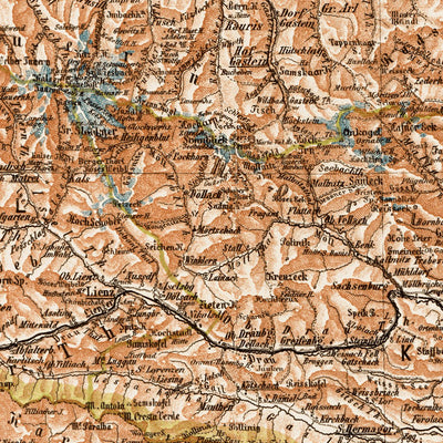 Map of the Alpine Countries, 1903