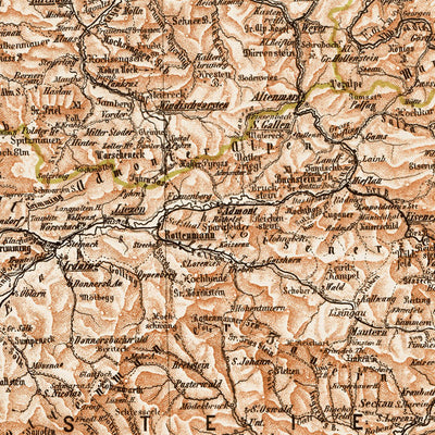 Map of the Alpine Countries, 1903