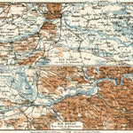 Danube River course map from Raab (Győr) to Budapest, 1929