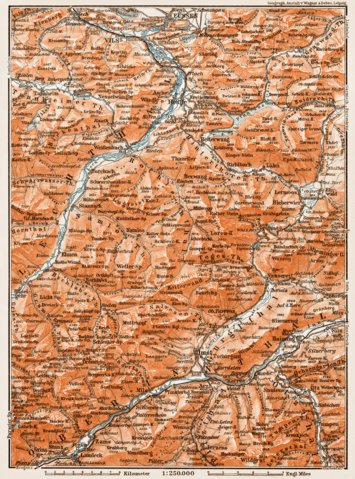 Map of the environs of Reutte and Imst, 1909