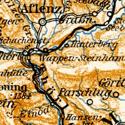 Map of the Steyr and Austrian Alps from Wiener-Neustadt to Leoben, 1906