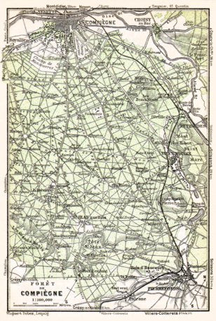 Compiègne Forest (Forêt de Compiègne) map, 1931