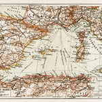 Map of the mediterranean marine routes between Marseille and Algiers, 1913 (second version)