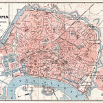 Antwerp (Antwerpen, Anvers) town plan, 1908
