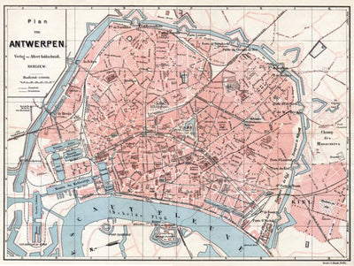 Antwerp (Antwerpen, Anvers) town plan, 1908