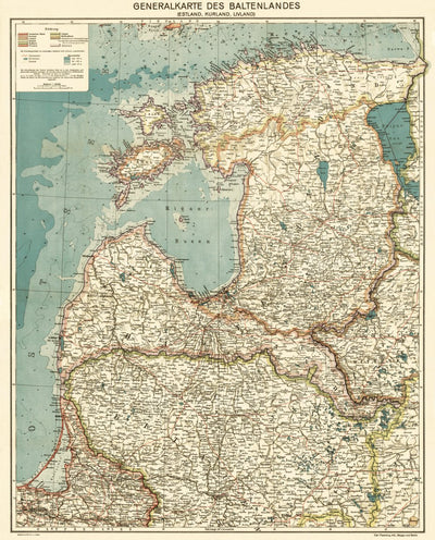 Baltic Region general map (Generalkarte des Baltenlandes), about 1917