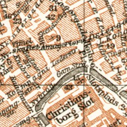 Copenhagen (Kjöbenhavn, København) town plan, 1911