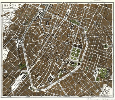 Brussels (Брюссель, Brussel, Bruxelles), town plan, 1900