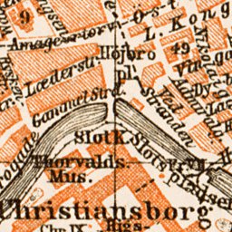Copenhagen (Kjöbenhavn, København) central part map, 1931