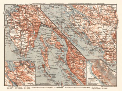 Istria and Dalmatian coast at Bossoglina (Marina) map, 1913