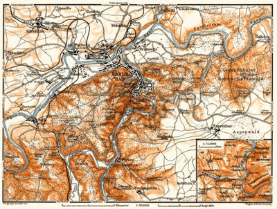 Karlsbad (Karlový Vary) and environs map, 1913