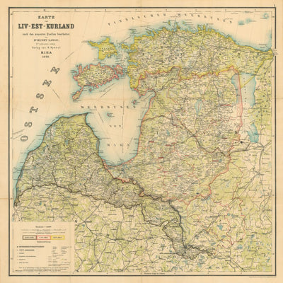 Estonia, Livonia and Courland (Livland, Estland, Kurland) map, 1898