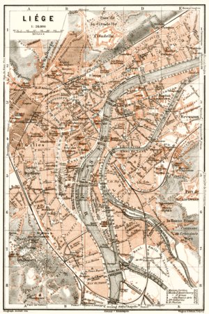 Liège (Lüttich) town plan, 1909