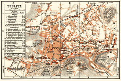 Teplitz (Teplice) town plan, 1913