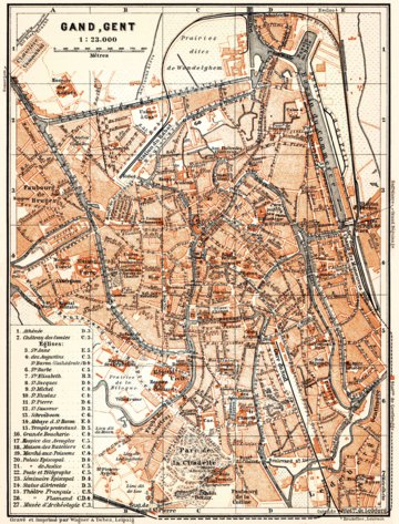 Ghent (Gent) town plan, 1904