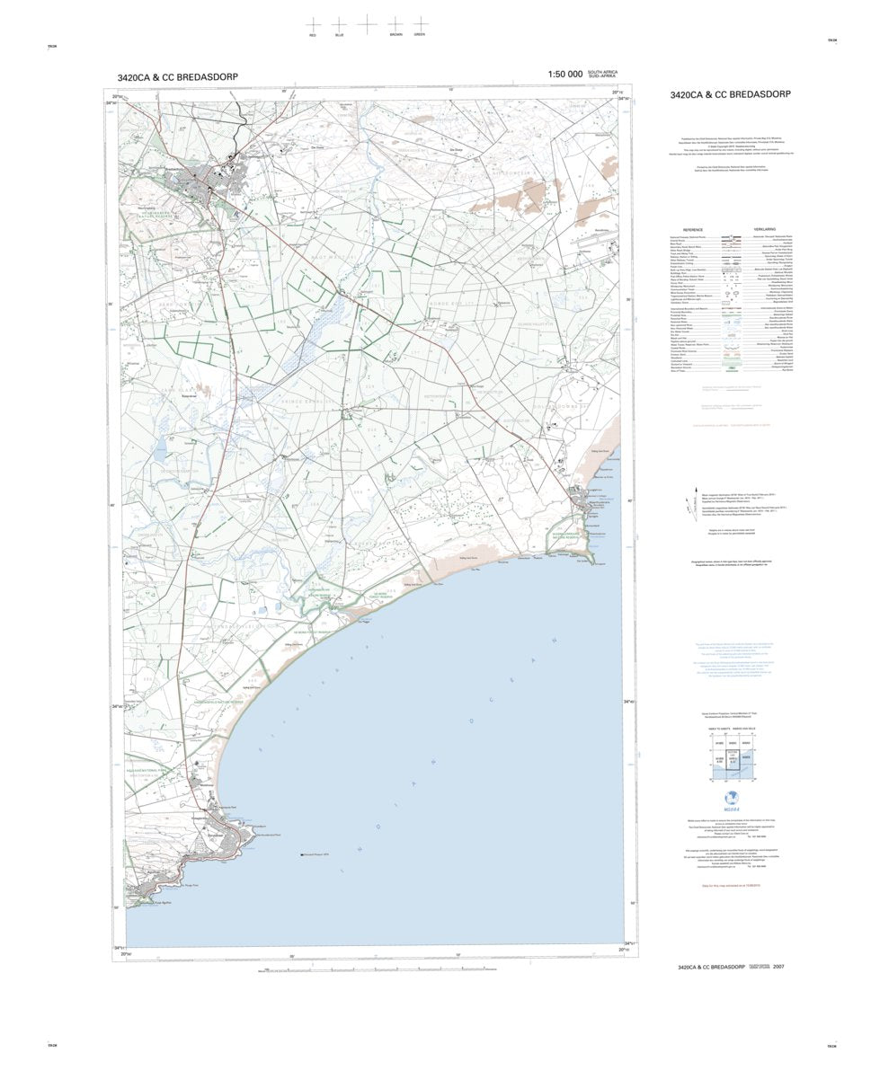 3420CA & 3420CC BREDASDORP Map by Chief Directorate National Geo