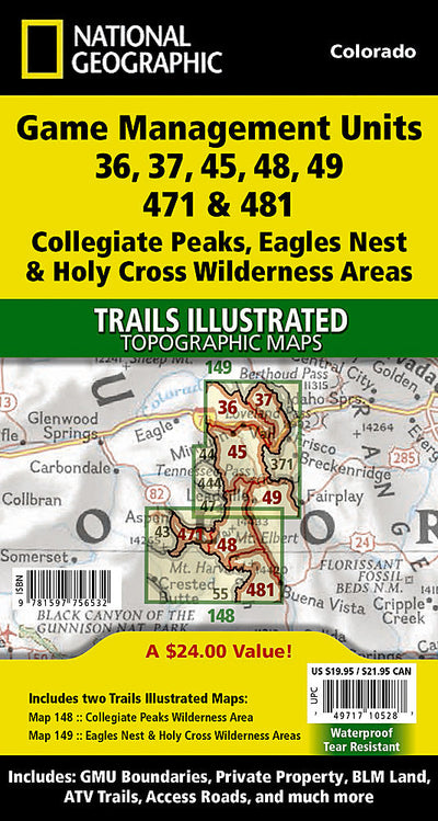 Collegiate Peaks, Eagles Nest, and Holy Cross Wilderness Areas GMU [Map Pack Bundle]