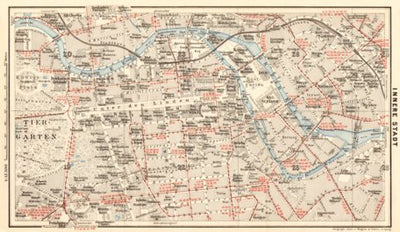 Berlin, city centre map with tramway and S-Bahn networks, 1910