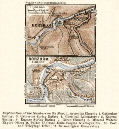 Borjom (ბორჯომი, Borjomi) town plan, 1914