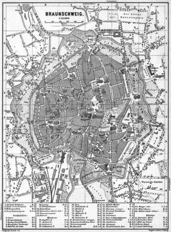 Braunschweig city map, 1887