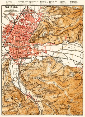 Freiburg and environs map, 1905