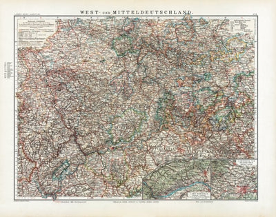 Western and Central Germany Map, 1905