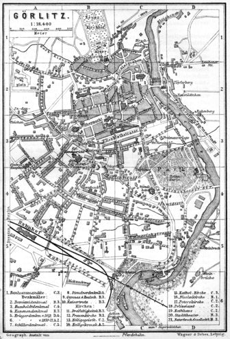 Görlitz city map, 1887