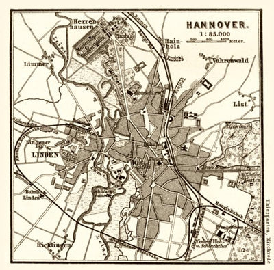 Hannover and Environs map, 1887