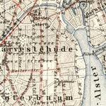Hamburg and Altona, city map with tram and local railway networks, 1911