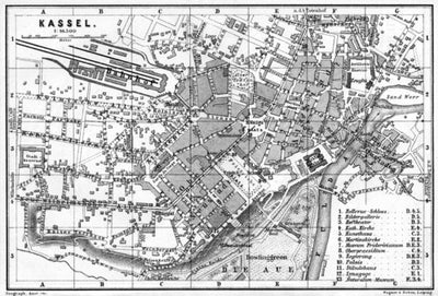 Kassel (Cassel) city map, 1887