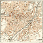 München (Munich) city map, 1906