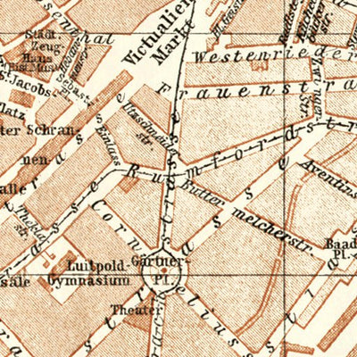 München (Munich) city map, 1906