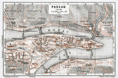 Passau city map, 1910