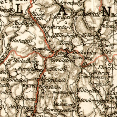 Rhine Province and Nassau map, 1905