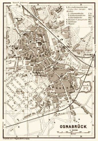 Osnabrück city map, 1887